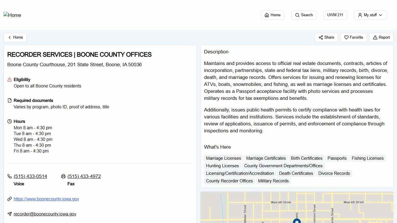 RECORDER SERVICES BOONE COUNTY OFFICES